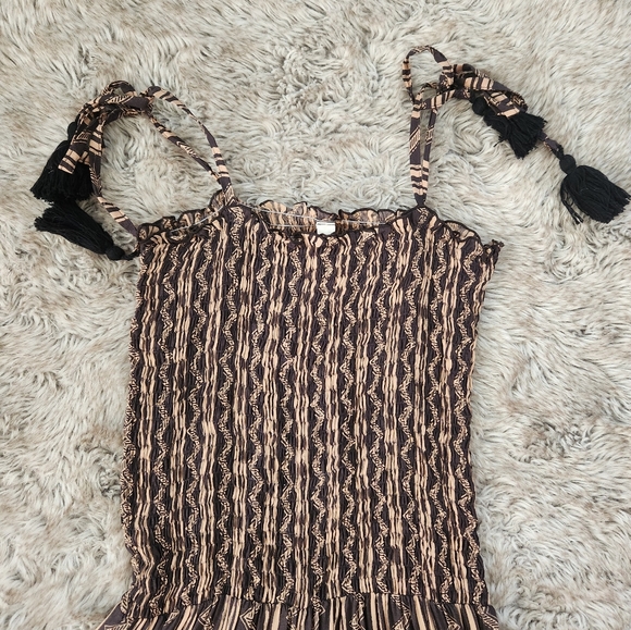 Coolchange Smocked Body Cropped Jumpsuit‎ Black & Tan Women's Size Large - Picture 4 of 9